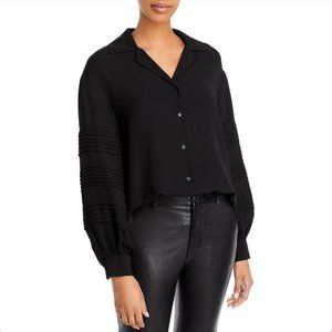 TAHARI Pleated Black Blouse NWT